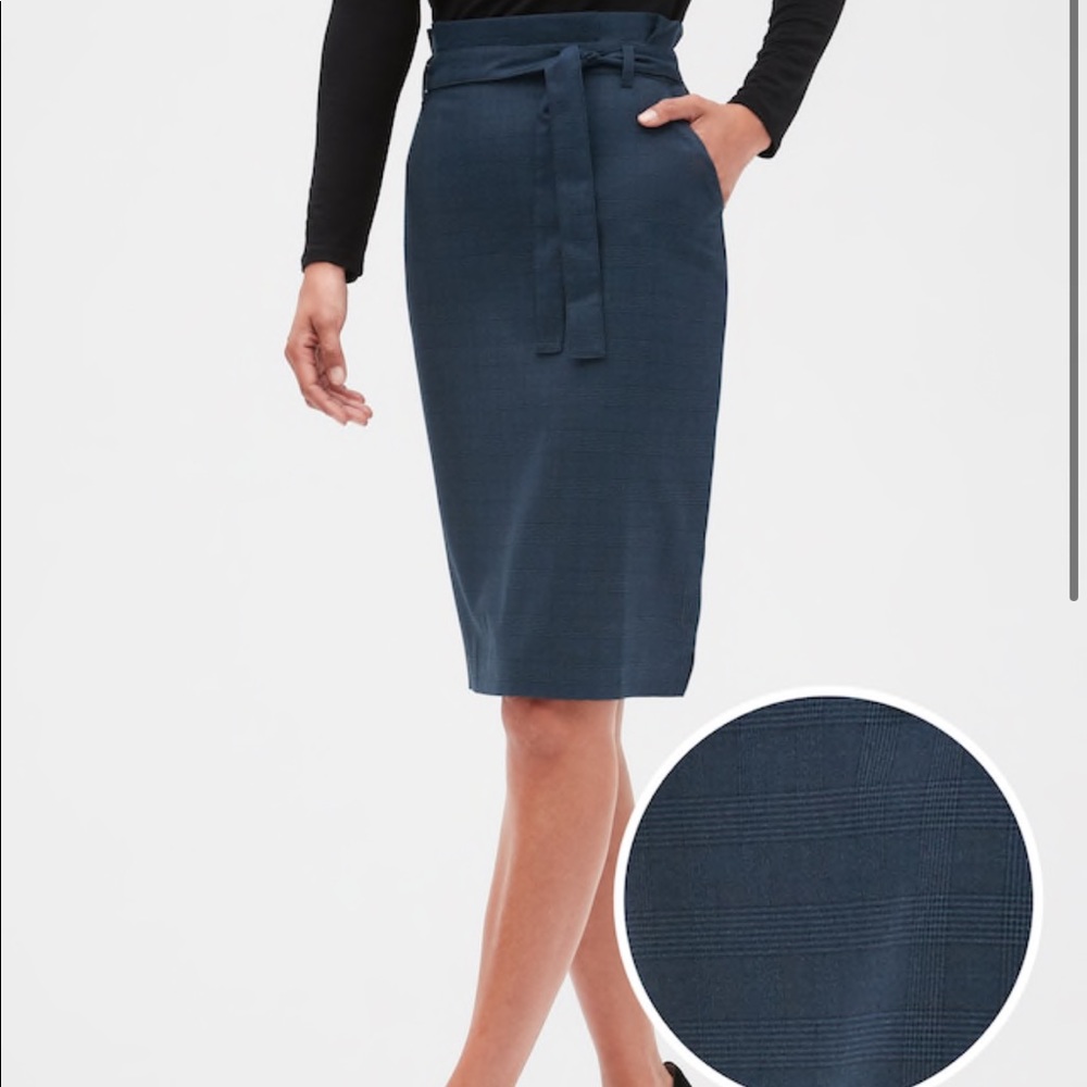 Ponte Pencil Skirt with Tie Belt - Navy